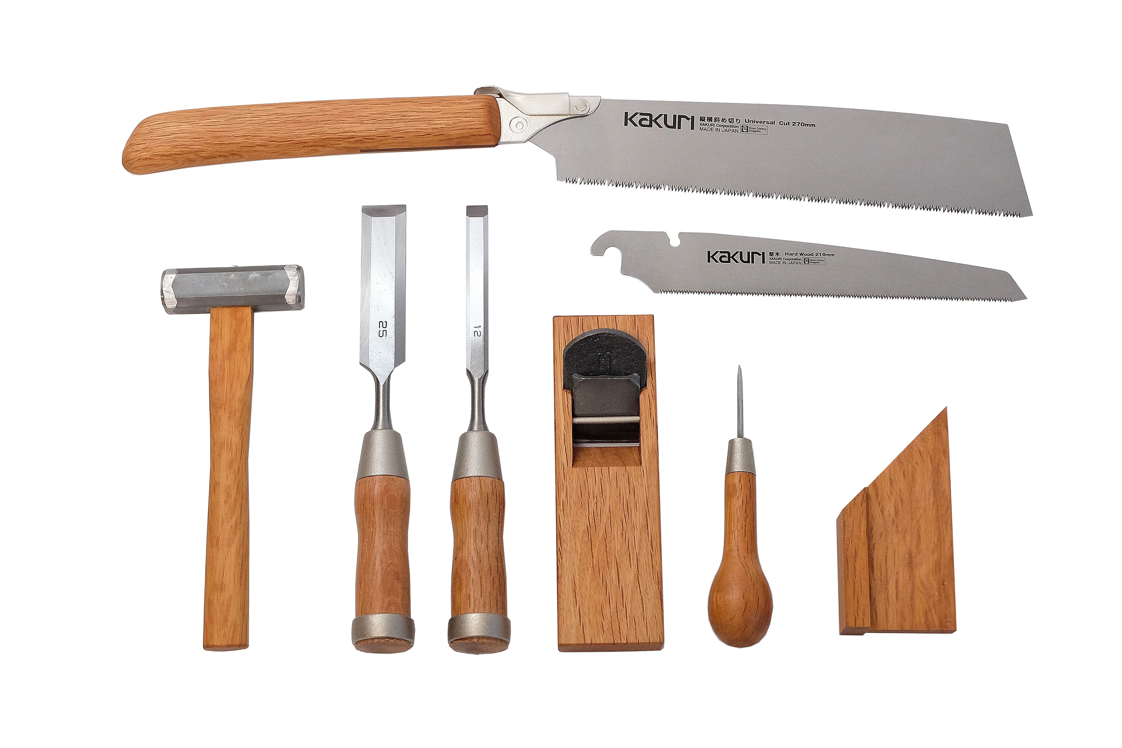 Kakuri Japanese Woodworking Tool Set -8 Pcs -Red Oak – Kakuri Sangyo