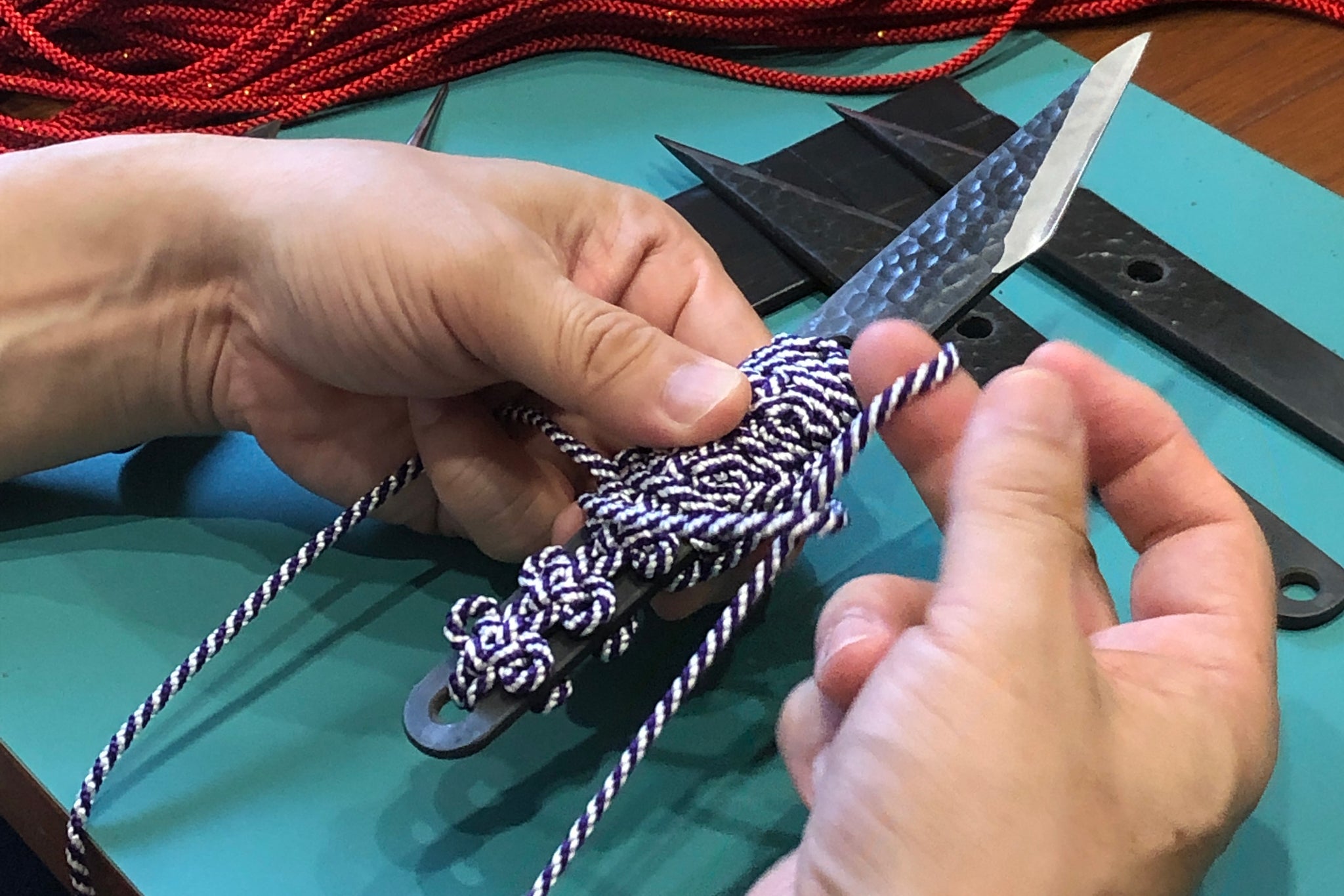 Kiridashi Knife -Kumihimo Handle -Shirogami -Purple | Kakuri