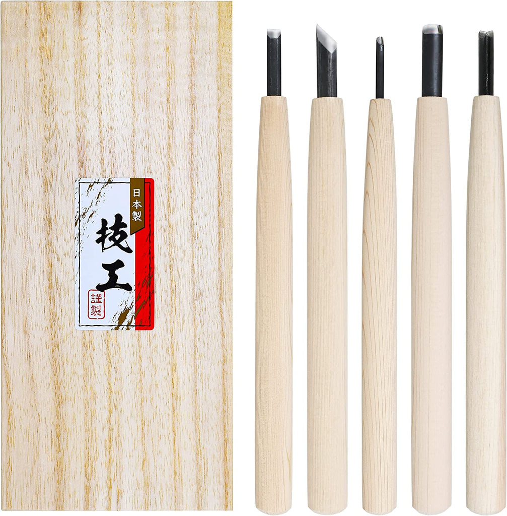 KAKURI Japanese Wood Chisel Set 6 Pcs, Japanese & Western Mixed