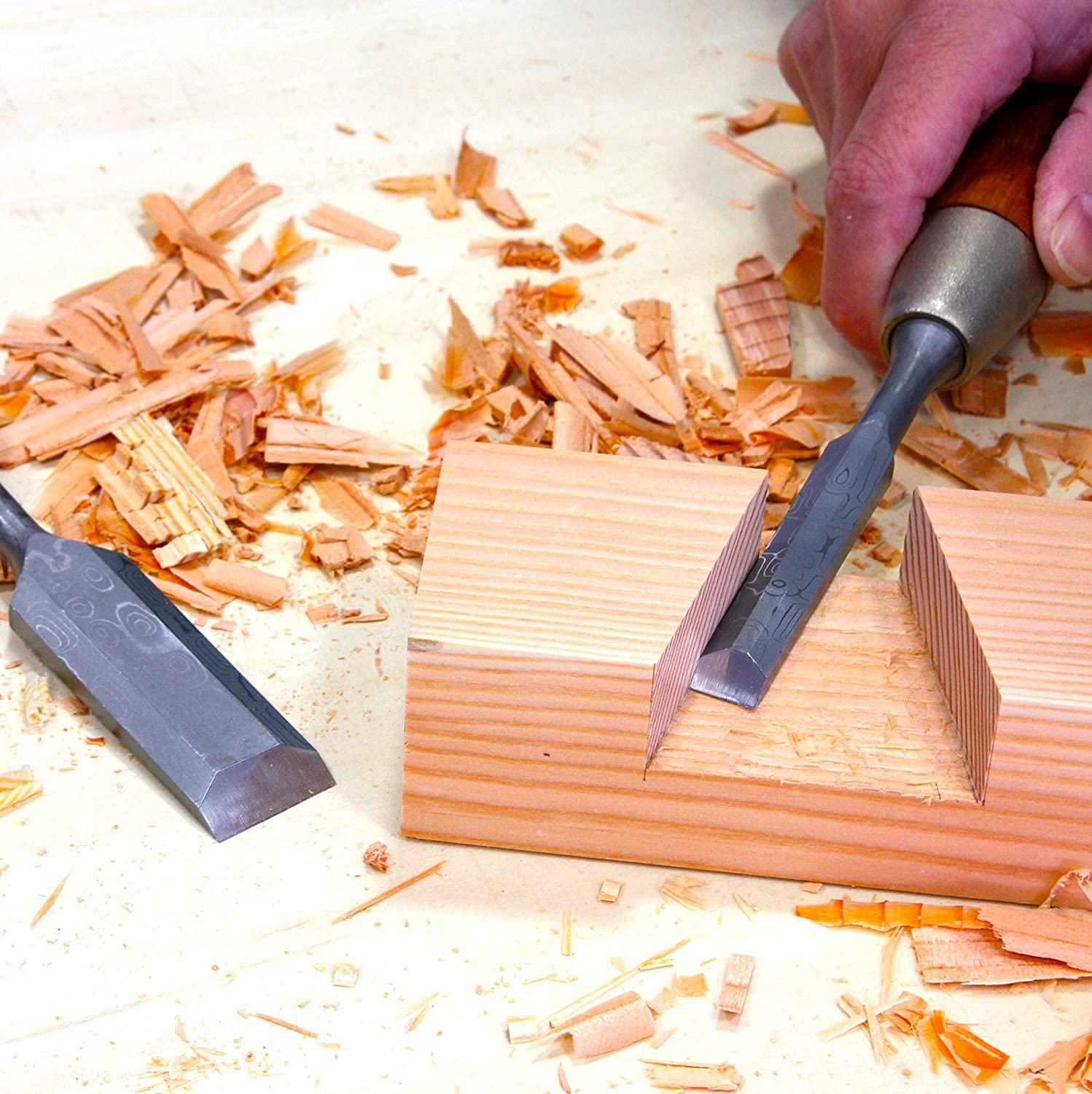 High-Grade Japanese Damascus Chisel Set – Kakuri Sangyo – KAKURI